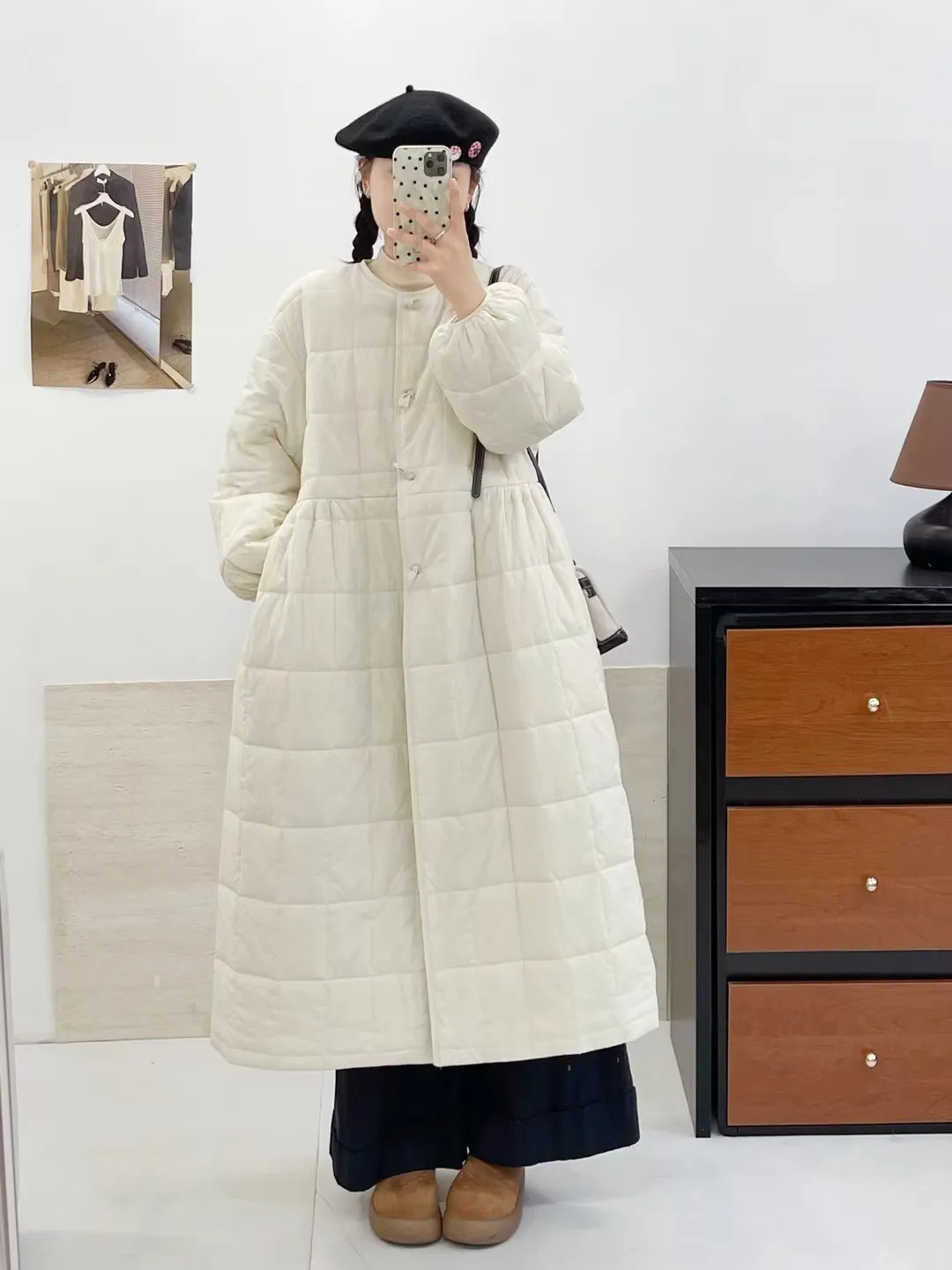 

Свободная женская хлопковая куртка средней длины выше колена, теплая верхняя одежда с круглым узором Ne id, очень хлопок, зимняя новинка, новинка