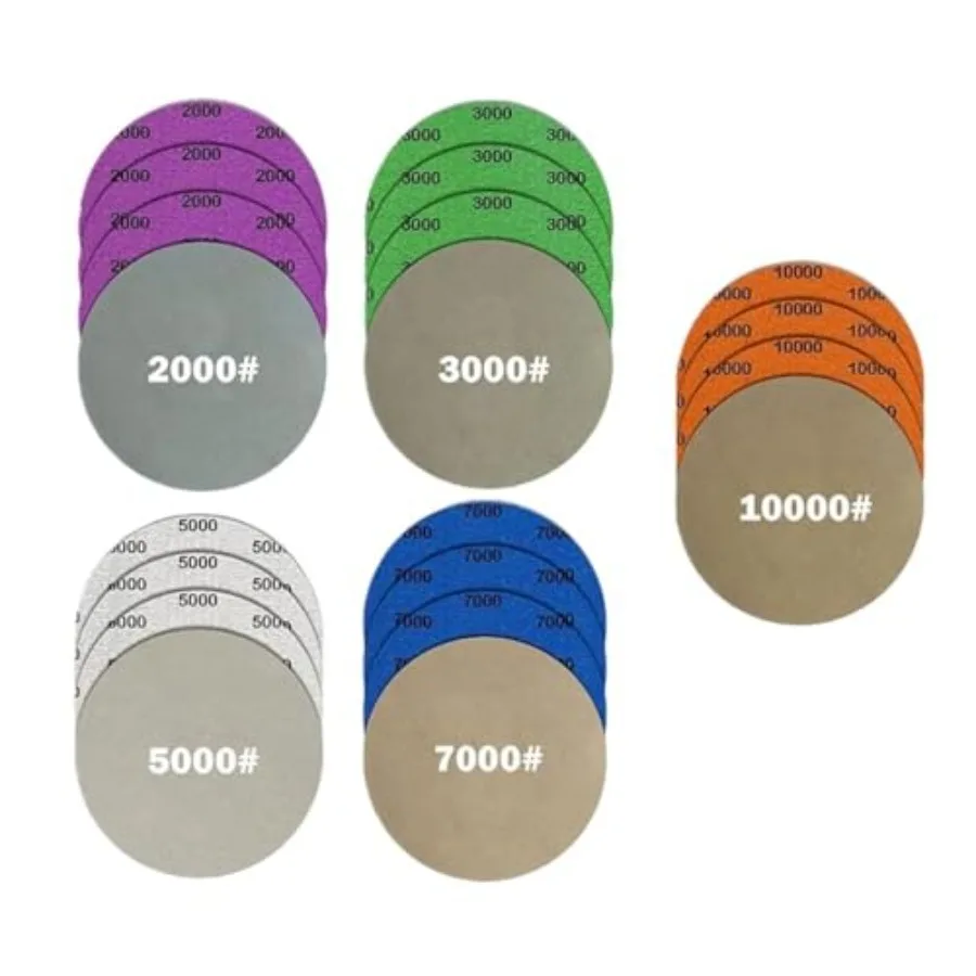 5 Inch 20Pcs Wet Dry Sandpaper: 2000/3000/5000/7000/10000 Grit Silicon Carbide Hook and Loop Sanding Discs for Random Orbital S