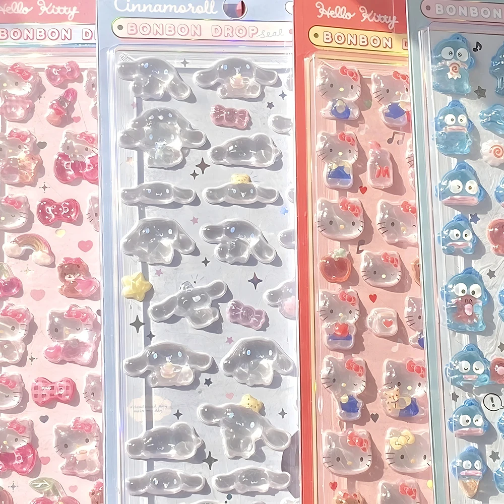 1 個かわいいサンリオ漫画バブルステッカーかわいい三次元ふわふわステッカー DIY スーツケースラップトップ電話デカール子供のおもちゃギフト