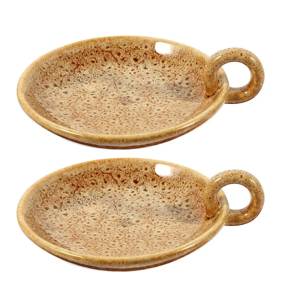 

2 Pcs Candlestick Plate Farmhouse Holder Tray Vessels Decor Ceramic Holders Ceramics Cups