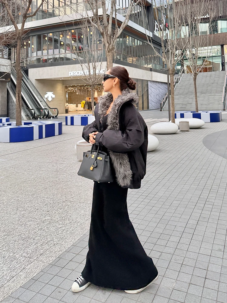 

Maru Maruco Woolen Parka Coat Jaet Sle Warmth Guaranteed Du down Filled Large Collar Ladies Casual Wear Ci Sle