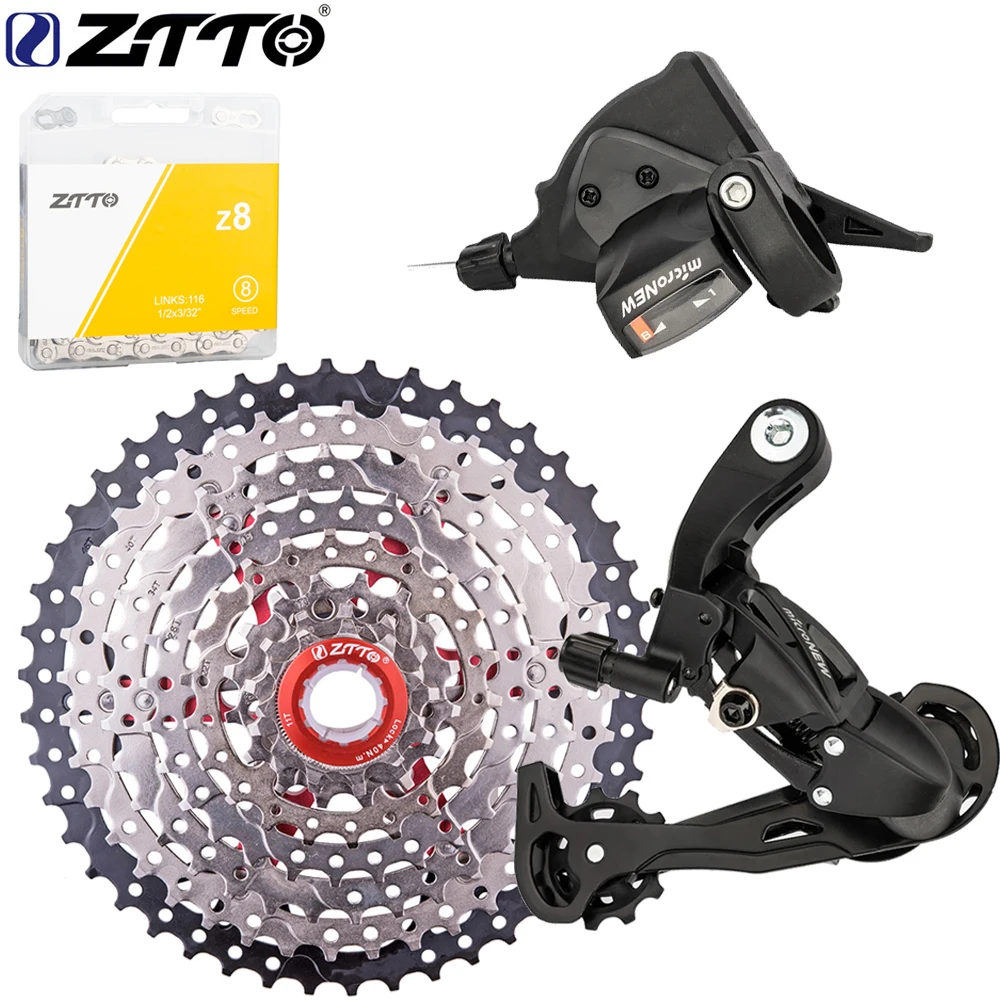 

ZTTO MTB 8 Speed Shifter Group Set 1X8 Shifter Rear Derailleur Long Cage 8V11-40T 42T 46T HG Cassette 8S Chain Mountain Bike Kit