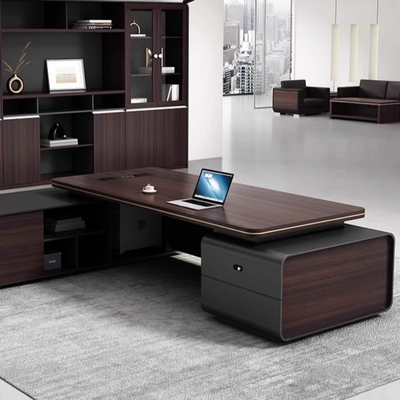 Brown Modern Executive Desk Designer Strong Wood Large Executive Desk Modern Drawers Mesa De Escritorio Office Desk Furniture
