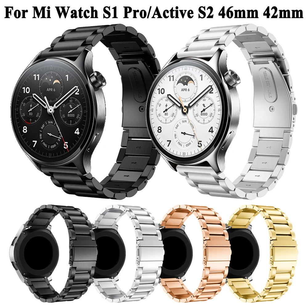22mm Stainless Steel Watchband For Xiaomi Watch S1 Pro /S1 Active /S2 46mm 42mm Metal Strap Band For Mi Watch Color 2 Wristband