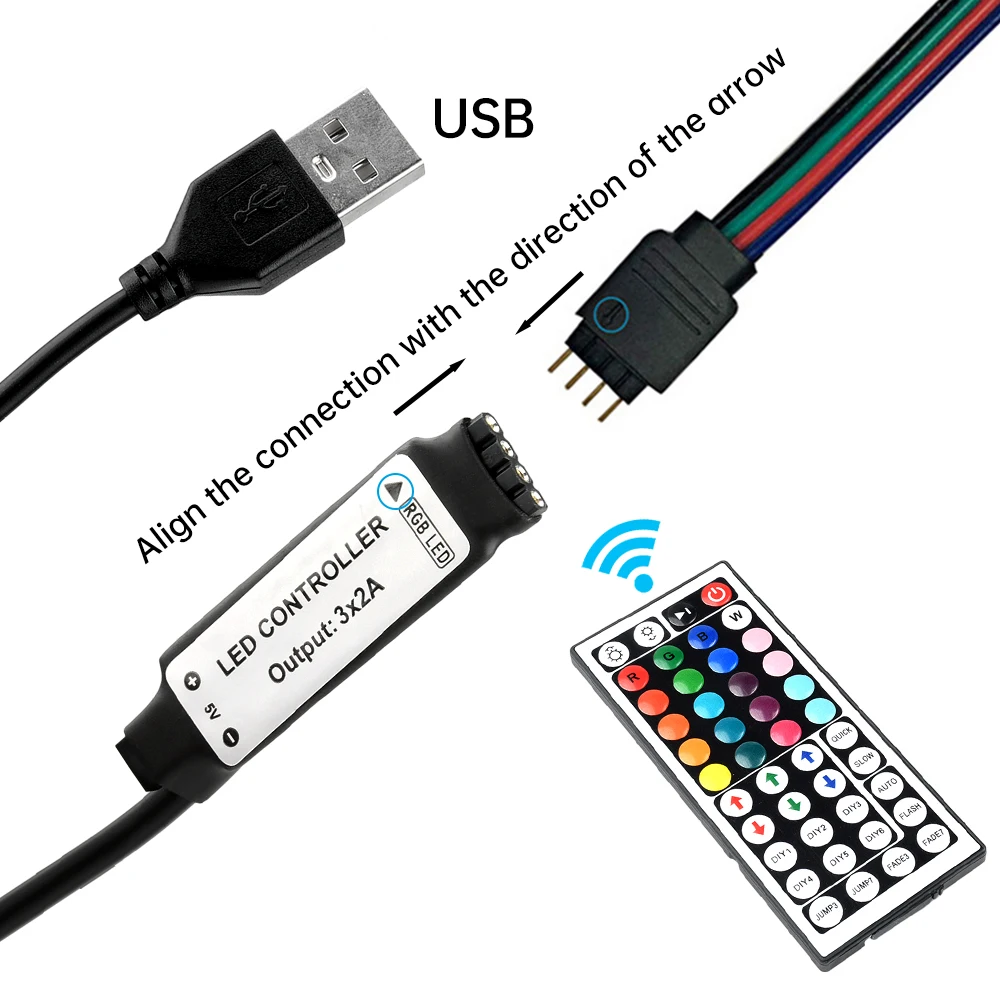 Светодиодный контроллер 44 клавиши Светодиодный ИК-контроллер RGB ИК-пульт дистанционного управления Диммер постоянного тока 5-24 В для RGB 3528 5050 Светодиодные ленты