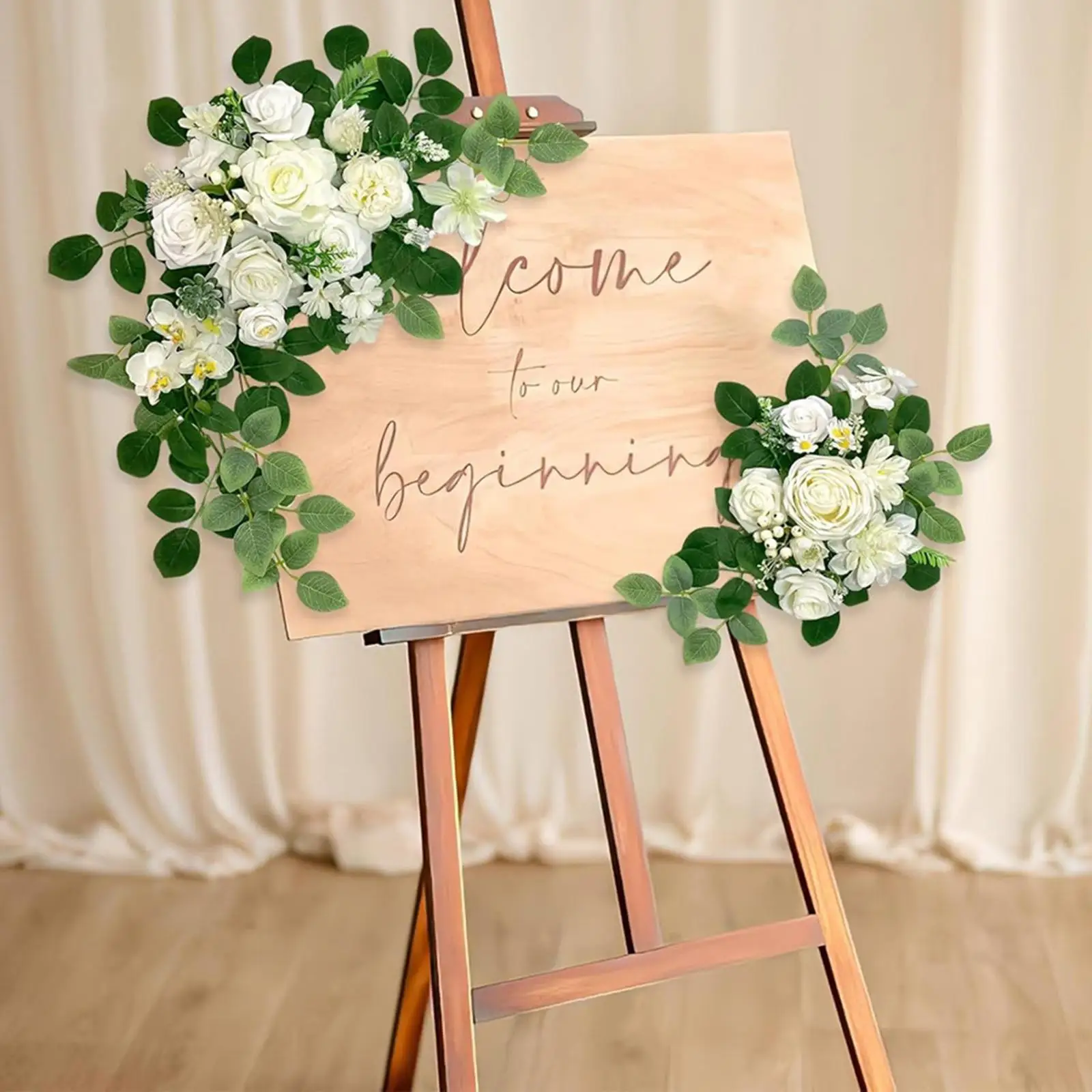 

2x Wedding Arch Flowers Artificial Floral Swags Modern Centerpiece Floral Backdrop for Wedding Chair Window Holiday Ornaments