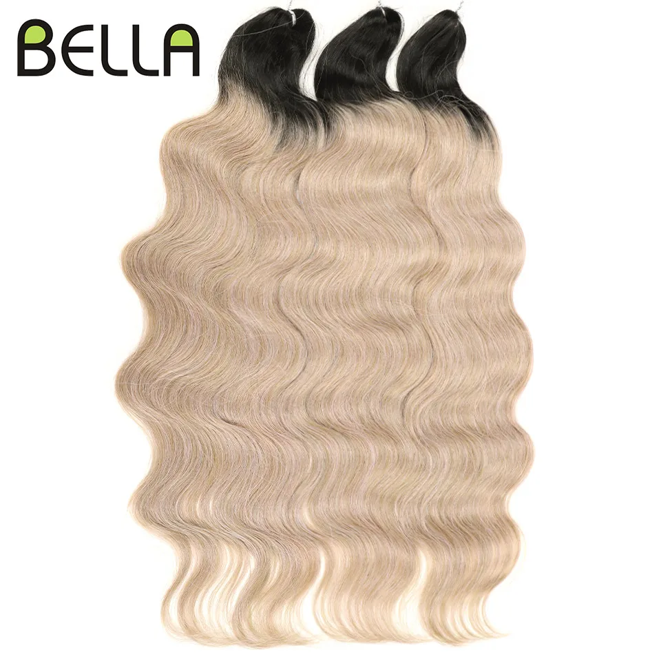 Bella-extensiones de cabello sintético para mujeres negras, trenzas de ganchillo, ondas de agua profunda, degradado, Rubio, trenzado falso, 24