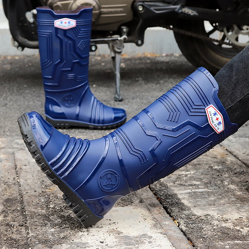 New 2026 Fashion High-Tube Waterproof Military Rain Boots Men Women Kitchen Work Anti-Slip Durable Rubber Shoes for All Seasons view 2