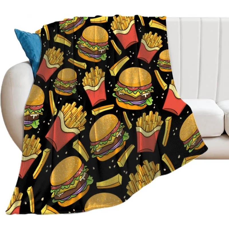 

New Food French Fry Blanket Burger Pattern Super Soft and Comfortable Blanket 40 "x30" inches