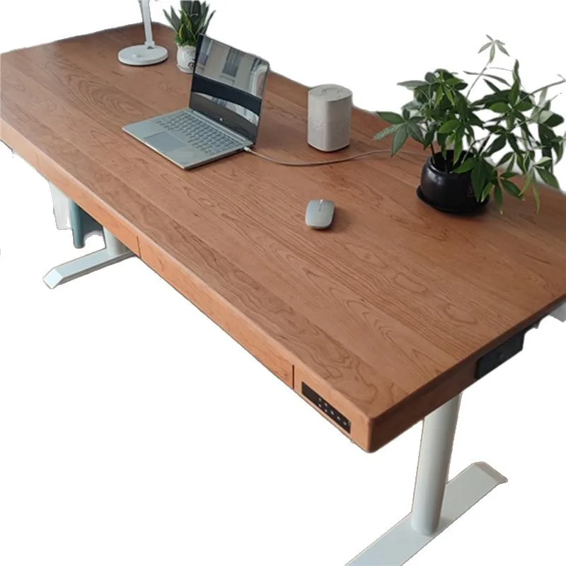 Solid wood electric lifting table cherry wood