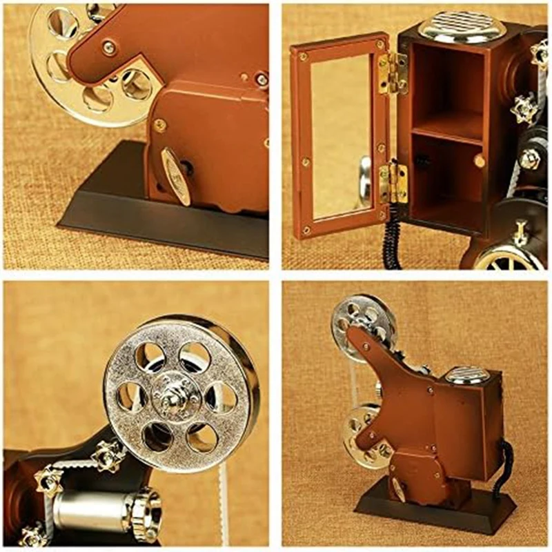 Movie Projector Music Box, Mini Antique Vintage Craft Music Box Plays Tune For Birthday Home/Office/Study Room Décor Easy To Use