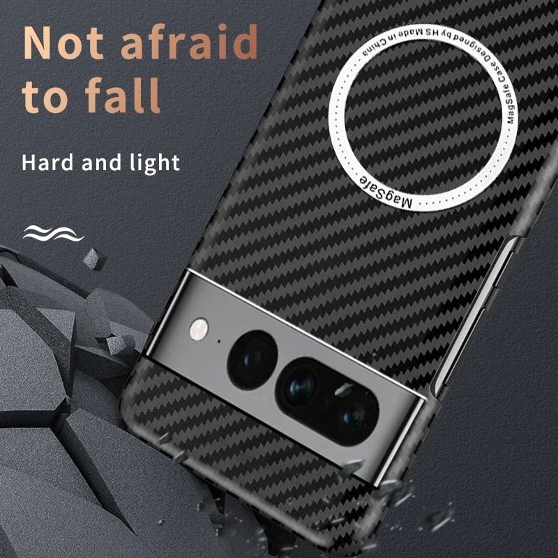 For Google Pixel 9 Pro XL Wireless Charging Magnetic Case Imitation Carbon Fiber Texture Plastics Shockproof Hard Back Cover