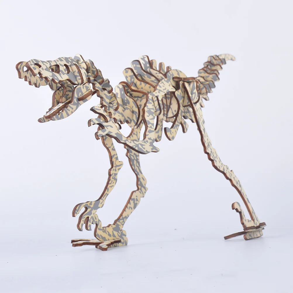 

3D Wooden Puzzle Dinosaur DIY Assembly Kit for Kids Educational Building Craft Smooth Finish Decorative Display for Office Home
