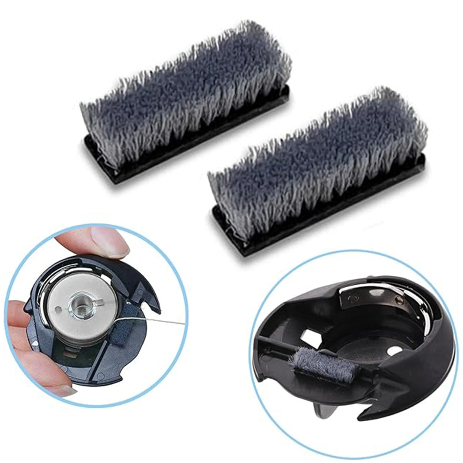 2Pcs Small Built-in Brush Used for Bobbin Case - Fits for Most Domestic, Industrial, Embroidery Sewing Machines  Accessories