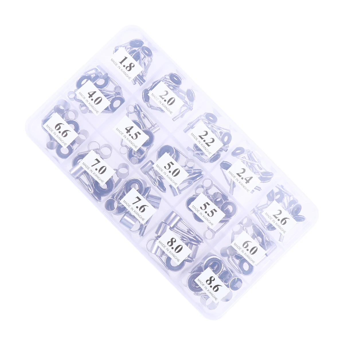 

75pcs Fishing Rod Guides Clear Box 15 Sizes Stainless Steel Wear Resistant Ceramic Ring Durable Tools Pole Repair Kit Fishing