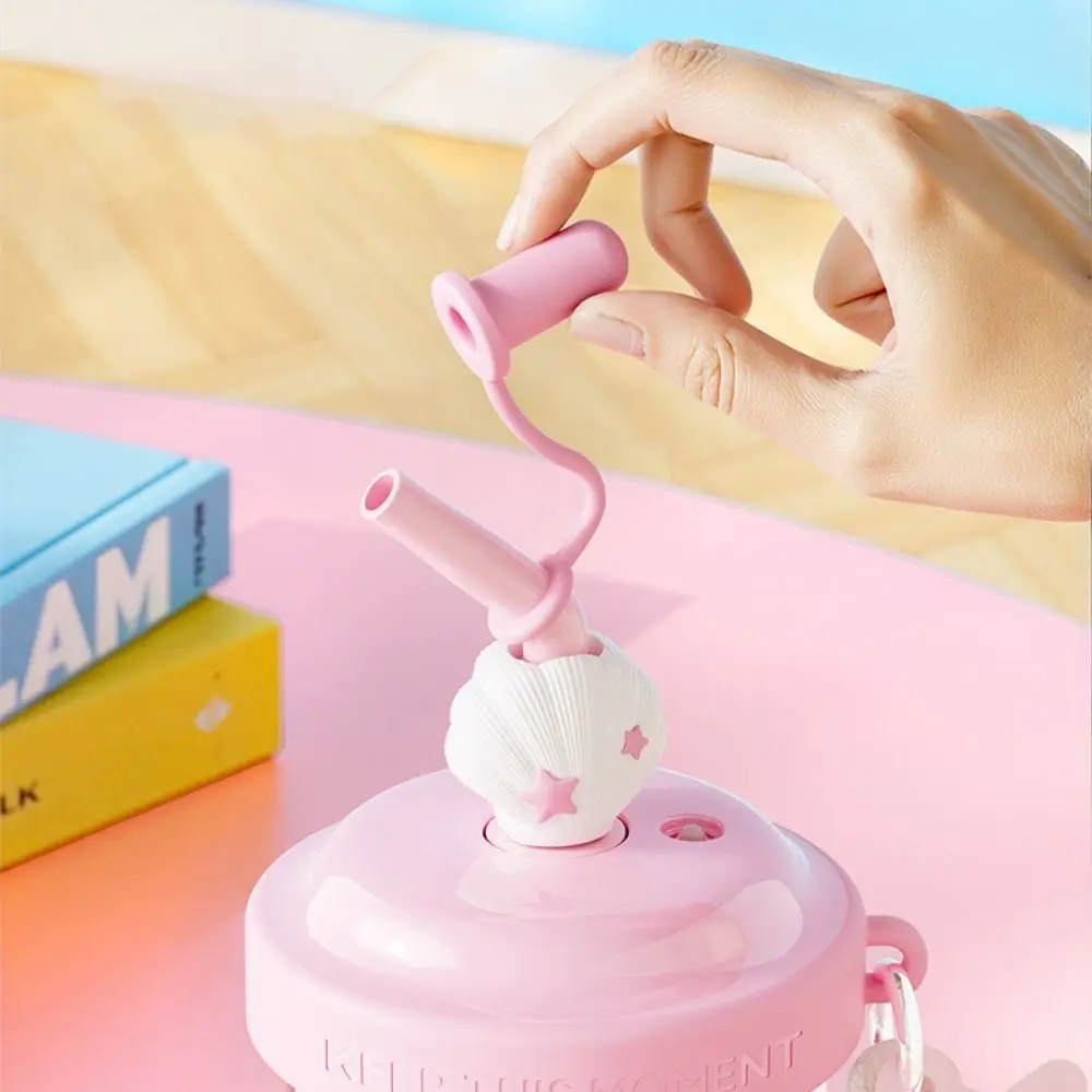 580ML Straw Water Bottles Portable Handle High-capacity Drinking Cup Straw Dust Cap Leak-proof Stirring Cup Protein Shakese