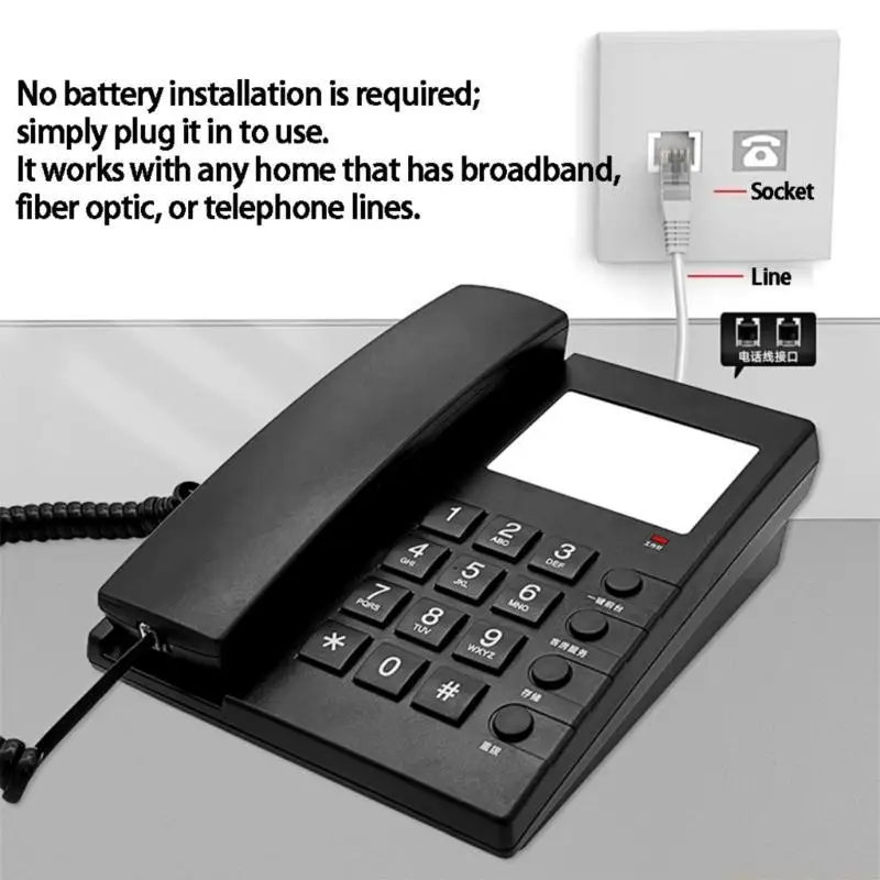 Rj11 Corded Landline Wall Mount Hotel Phone with Loud Sound for Guest Room Phone