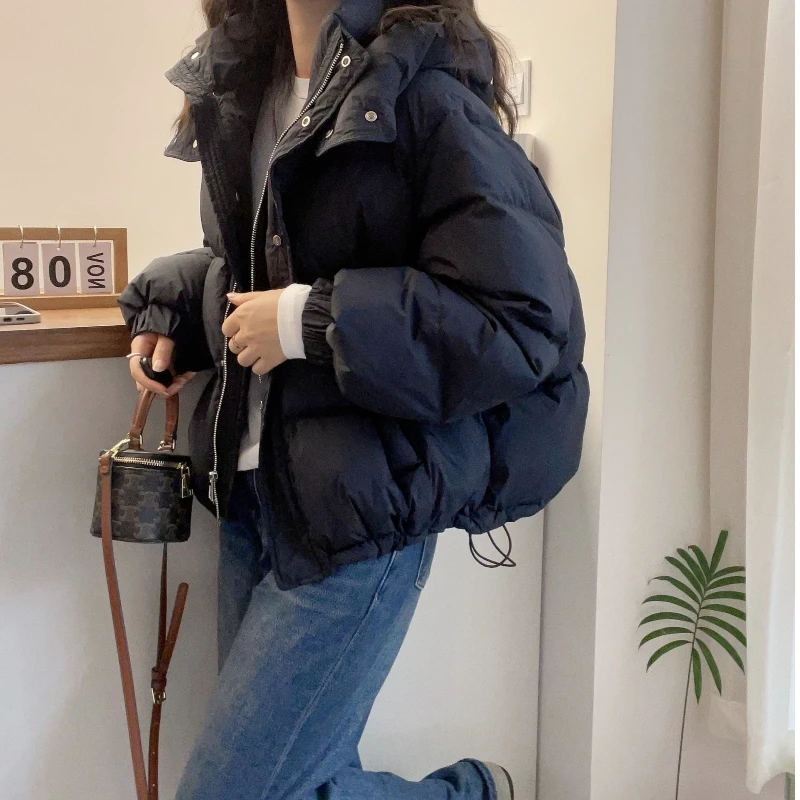سترة قصيرة دافئة للخريف بغطاء للرأس معطف أساسي من القطن سترات نسائية شتوية جديدة 2025 سترة نسائية ملابس خارجية #3