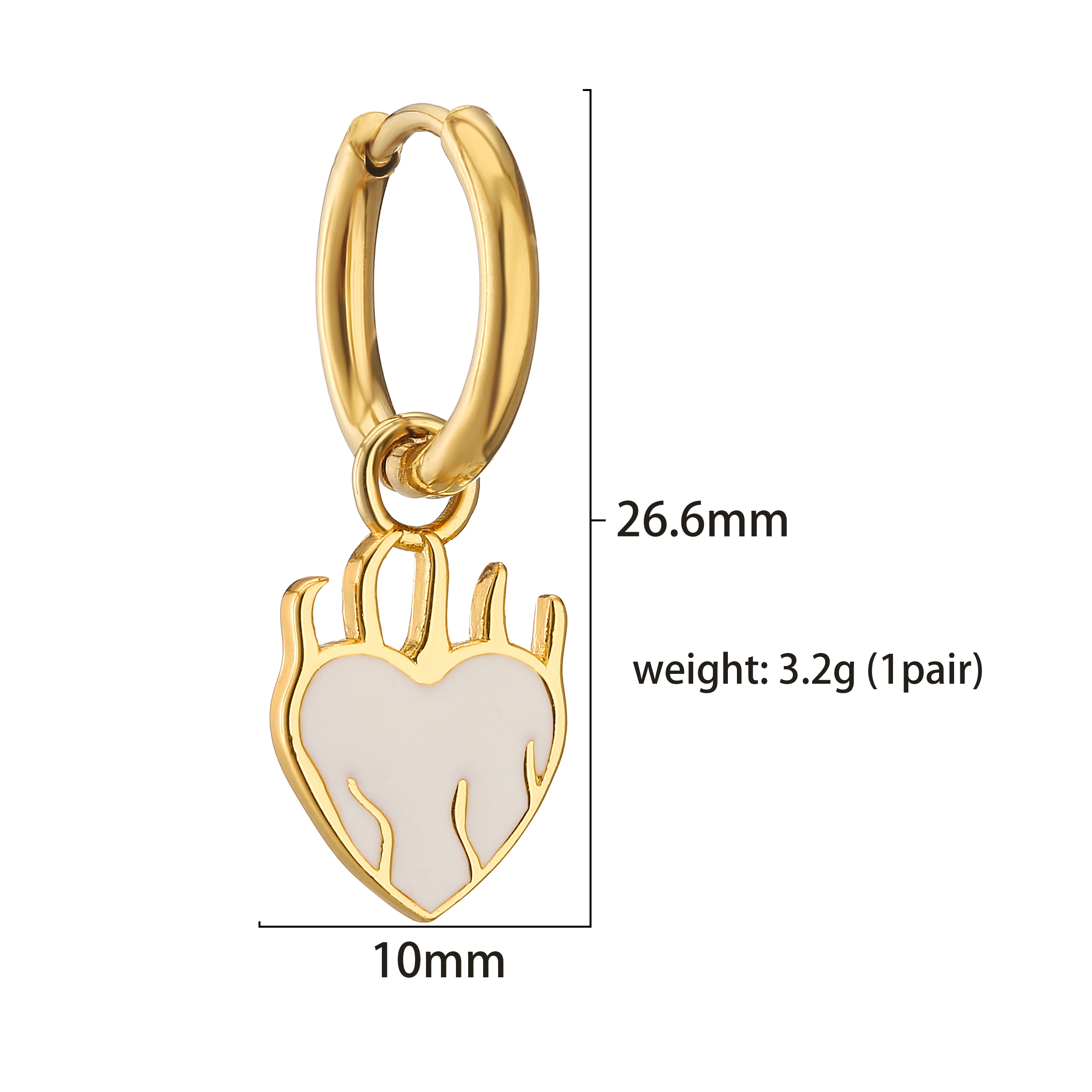 HECHENG,Stainless Steel Small Circle Huggie Hoops Hot Red Heart Pendant Charm Hoop Earrings for Women Punk Fashion Jewelry Gift