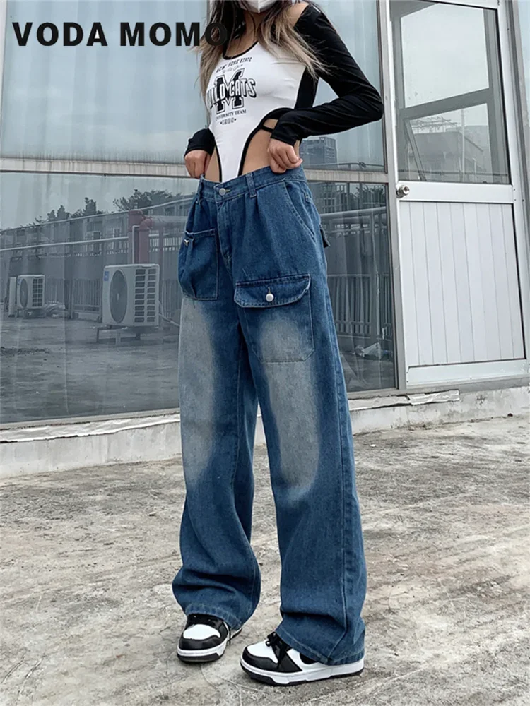 Nouveau rétro Tube droit balayage de sol Design femmes Denim pantalon haute rue à la mode polyvalent jean femmes été basique quotidien
