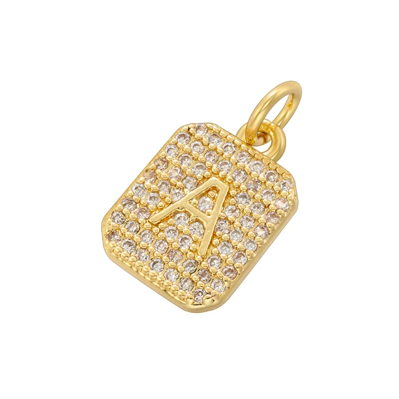 26 pcs/set Vintage Copper Zircon Pave Letter Pendant Women Men Trendy Gold Color CZ Piercing Hole DIY Charm Accessories