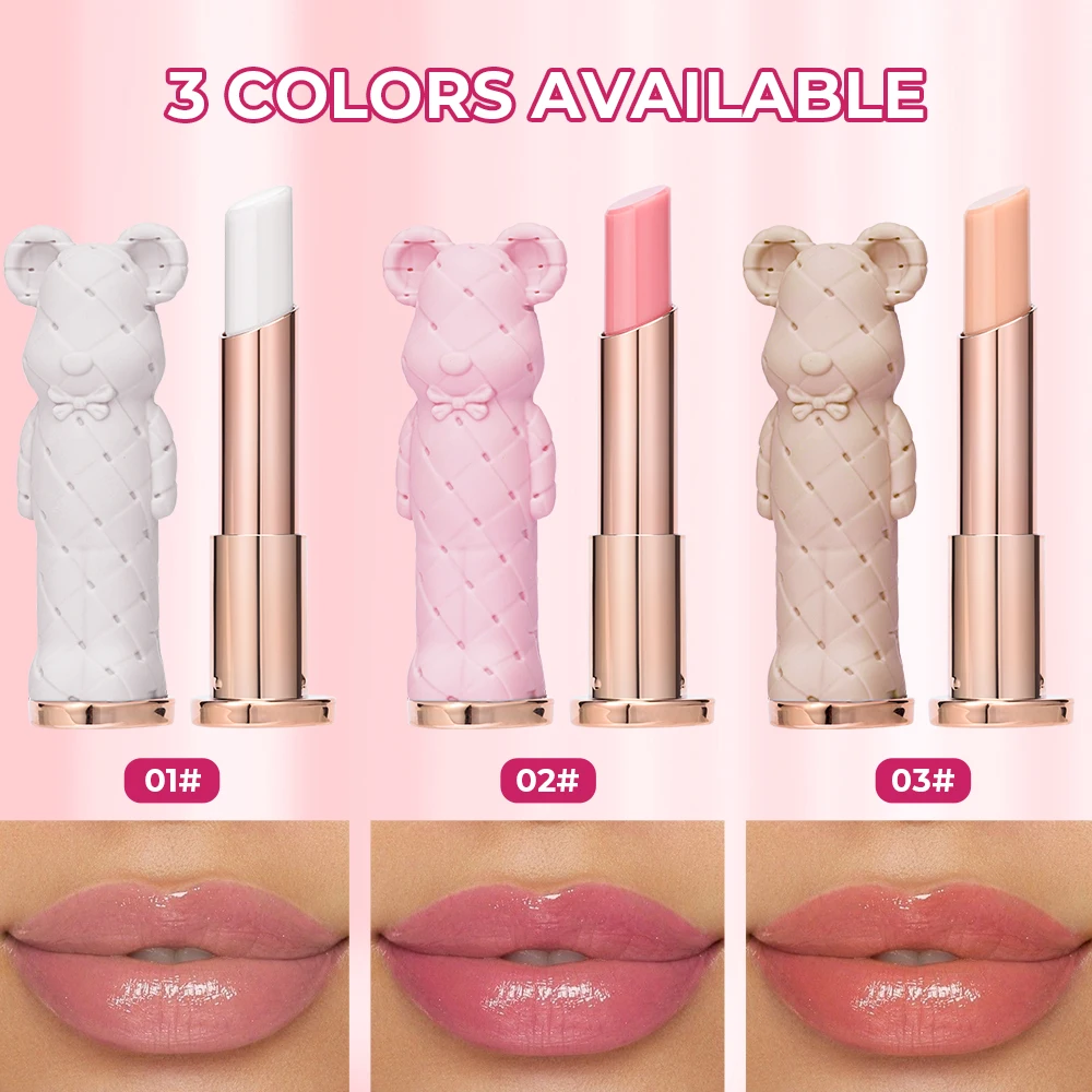 Beauty Glazed Bear Moisturizing Lipstick,Colored Lip Balm,Nourishing Lip stick,Easy To Color,Watery