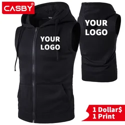 New DIY Graphic Men Vests Fashion Personalized Design Print Zipper Hoodies Simple Custom Logo Solid Color Sports Jackets M19