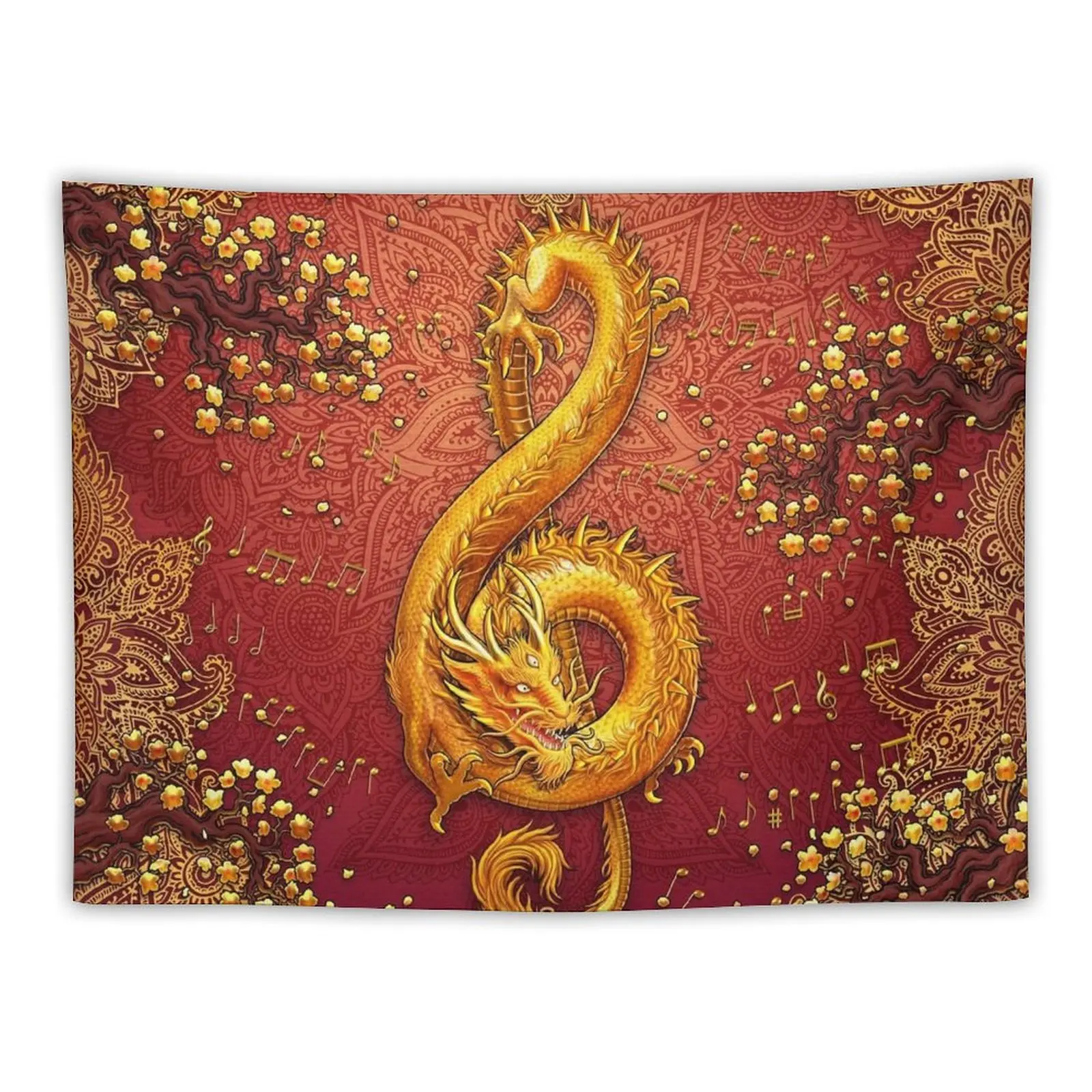 

Treble Clef - Music Dragon - Boho Tapestry Aesthetic Room Decors Living Room Decoration Cute Room Decor Tapestry