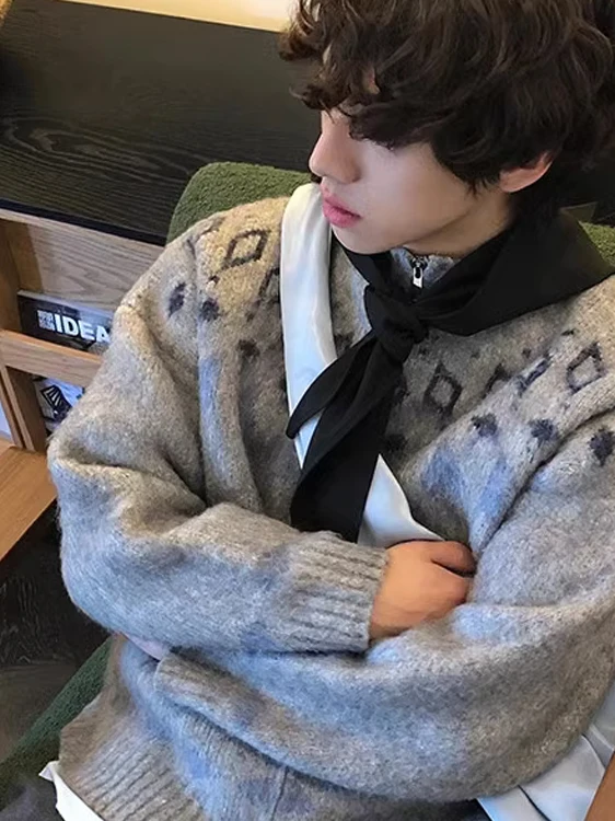 

American Nordic Sle Fair Isle Трикотаж Кардиган Мужской Lazy Sle Высококачественная вышивка Модная внутренняя одежда Полиэстер F...