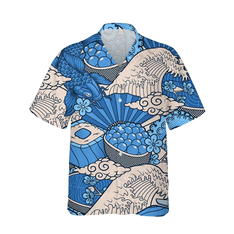 Newest Men's Hawaiian Shirts 3D Printed Short Sleeves Casual Lapel Beach Style Tops Top Retro Waves Imported-clothing Fashion