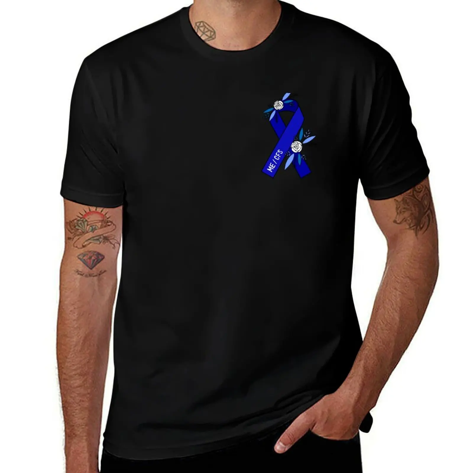 Chronic Fatigue Syndrome Awareness ME/CFS Blue Ribbon T-Shirt boys animal print tees black t-shirts for men