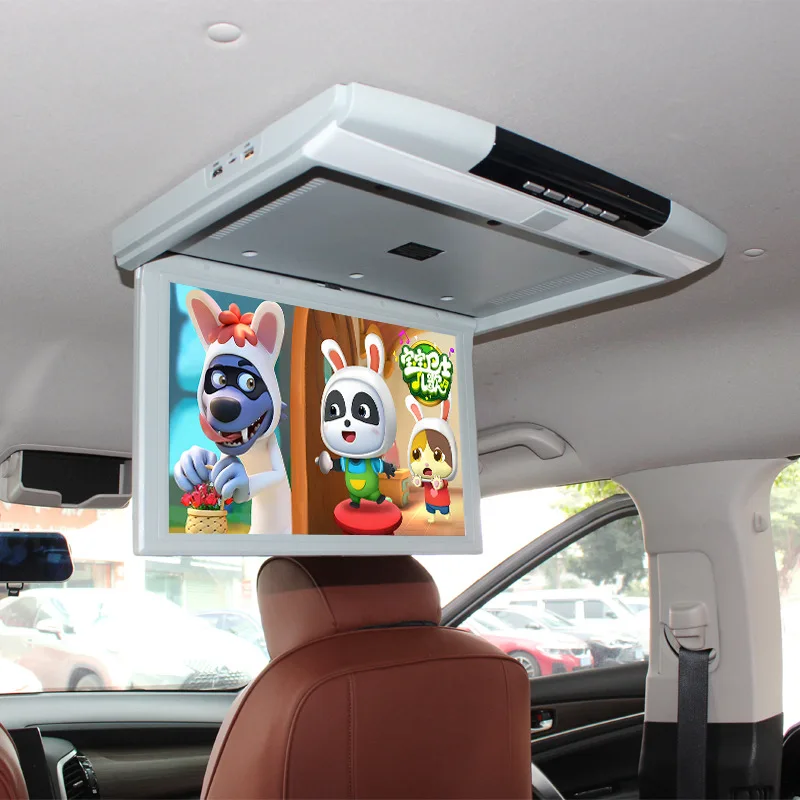 

Car 17 Inch MP5 TV Video Advertisement HD 1080P Screen Flip Down Monitor Roof Mounted for Car Minibus Caravan