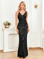 Elegant Slit Evening Dress 2024 Women Long Mermaid Formal Sequrins Sexy V-neck Caicktail Wedding Party Prom Dresses