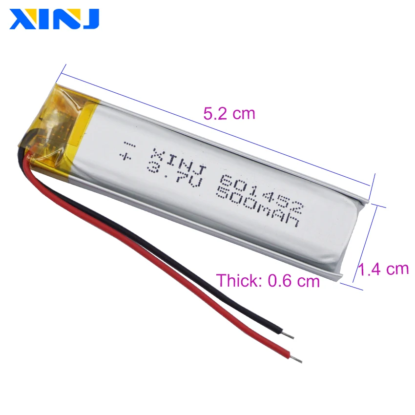 10Pcs 3.7V 500mAh 601452 Li Lipo Rechargeable Battery For GPS MP4 Record Pen Driving Recorder Car Camera LED Headset Game Player