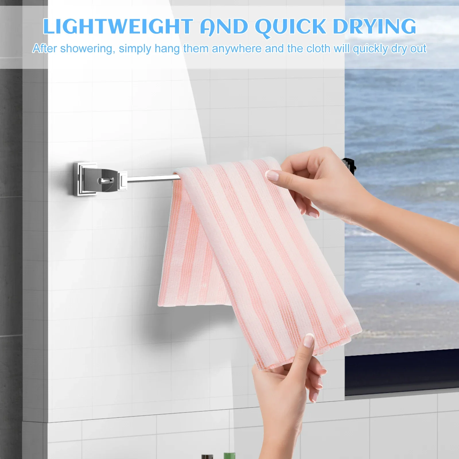 4Pcs Japanese Rubbing Washcloth Exfoliating Shower Back Towel Brush Bathroom Beauty Skin Body Back Scrubber Fast Drying