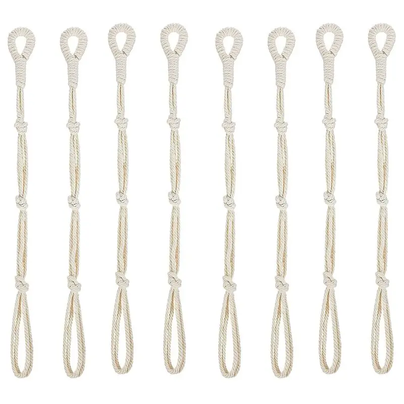 A67K-8 Pieces Macrame Beige Plant Hanger Extender Rope Plant Hanging Basket Extender Large Hanging Plant Pot Holders (Beige)
