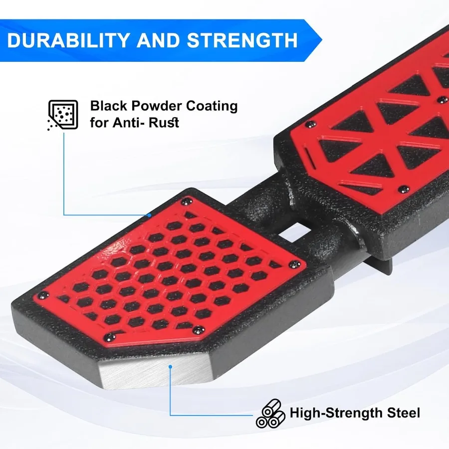 บันไดข้างรถยนต์สำหรับ Jeep Wrangler JL ปี 2018-2023 2024 2025 2026 บันไดข้างสำหรับ JL 4 ประตู แผงสีแดง 7 นิ้ว บันไดข้างกันกระแทก