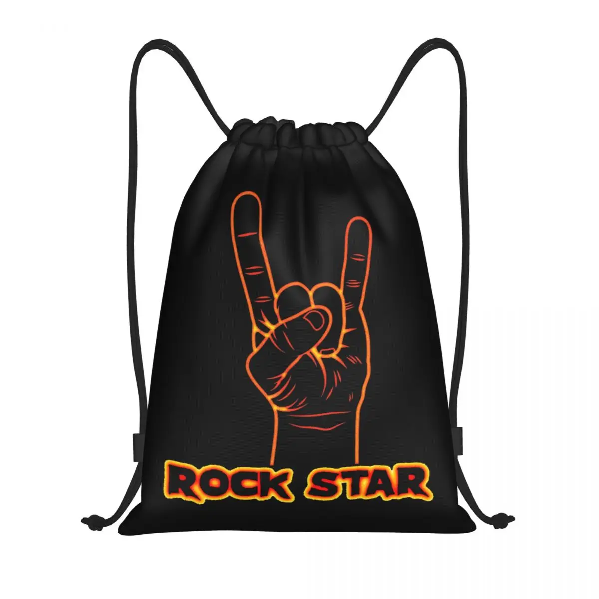 Punk Gesture Rock Star Drawstring Bags Women Men Portable Sports Gym Sackpack Heavy Metal Music Training Backpacks