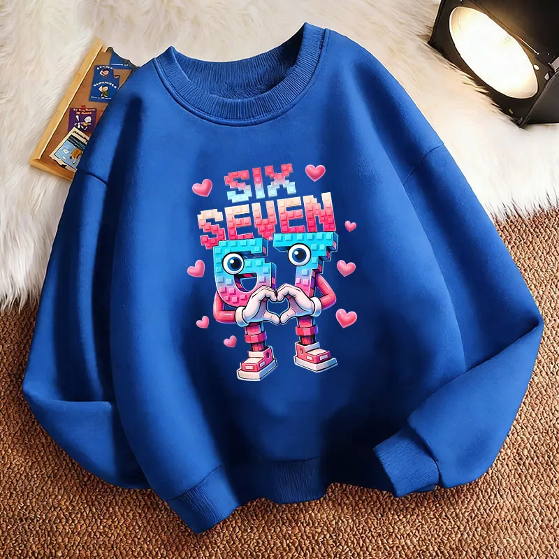 Lustiger Kinder-Sweatshirt-Pullover Italian Brainrot Love Heart 67 Six Seven Rundhalsausschnitt Grafikdruck Hoodie Junge/Mädchen Kinder-Kapuzenpullover