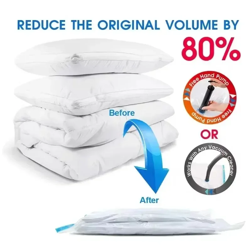 

Space Saving Bags for Comforters, Clothes, Pillow, Bedding, Blanket Storage, 5PCs Vacuum Storage Bags with Seal