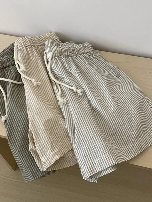 

Американские хлопковые шорты в полоску с завязками, женские свободные шорты А-силуэта с широкими штанинами, модные шорты-бермуды