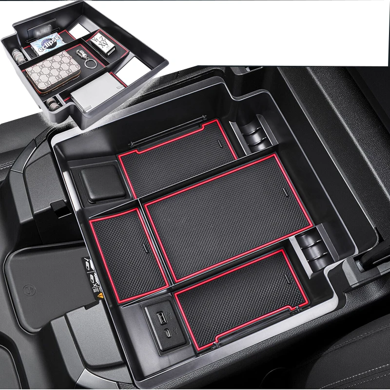 Console Organizer For 2023 2024 Chevy Silverado/GMC Sierra 1500 Insert Armrest Tray Storage(Full Console with Bucket Seats ONLY)