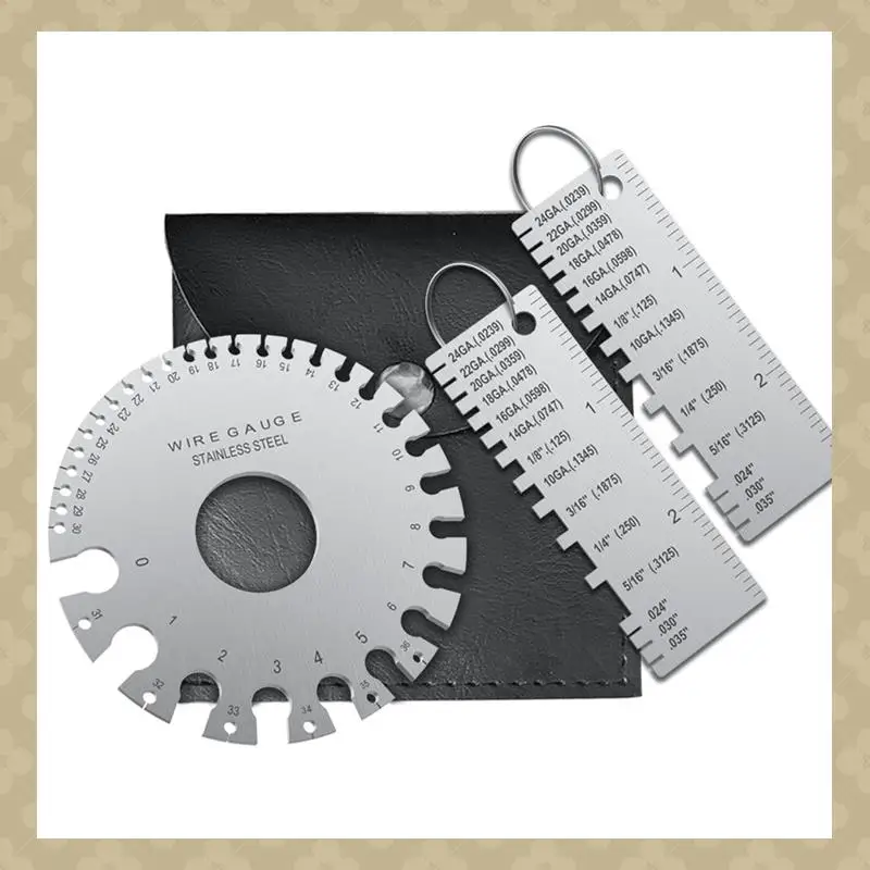 AB45 Professional Wire Gauge Measuring Tool, Metal Gauge Thickness Tool, Thickness Gauge And Double Sided Round Plate Gauge