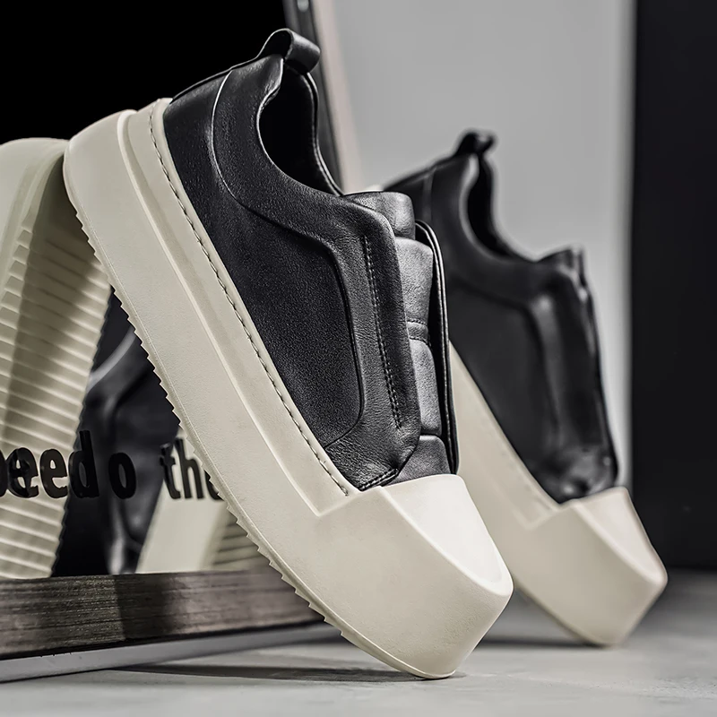 

Unisex Low-Top Casual Shoes with Thick Soles and Laces Pure Color for Teenagers and Adults Breathable Synthetic Leather Spring