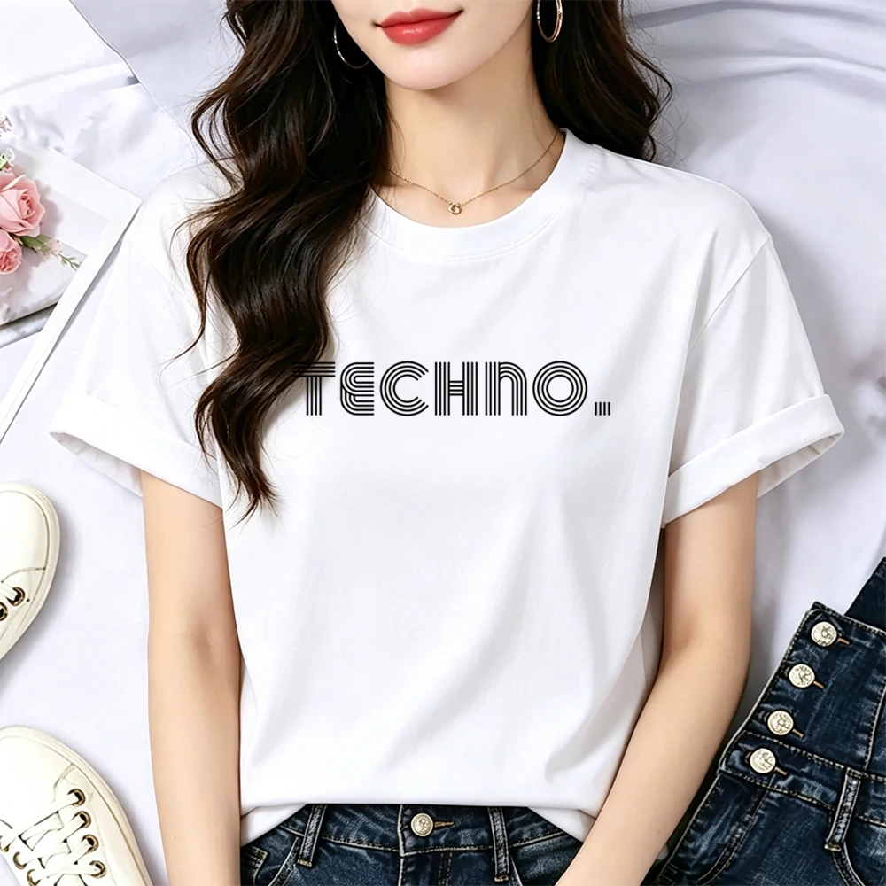 Techno t shirt female y2k Psychedelic cheap dollette goth tshirt dollette gyaru baddie harajuku