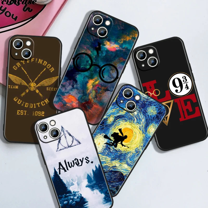 Cartoon Cute Potters Wand Harries Phone Case For Apple iPhone 15 Ultra 14 13 12 11 XS XR X 8 7 Pro Max Plus mini Black Cover