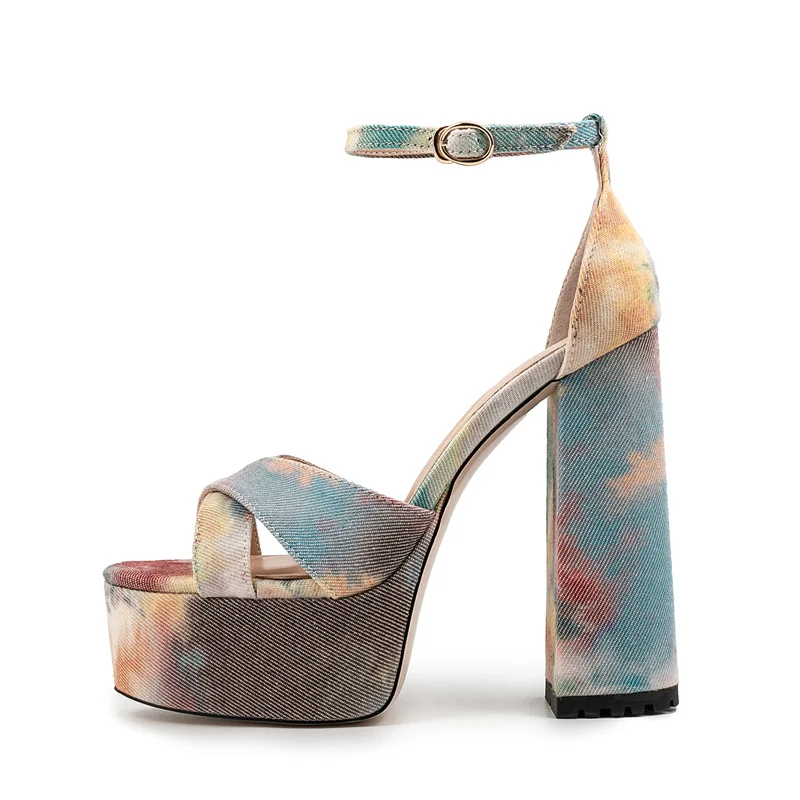 

Gladiator Sandals Women Fashion High Platform Shoes Peep Toe Summer Ankle Strap Mixed Color High Heel Women's Luxury Sandals New