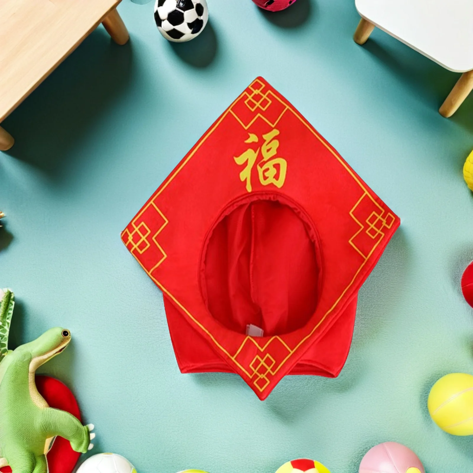 

New Year Fu Symbol Hat 3D Red Chinese Festive Headwear For Spring Festival Party Photo Booth Cultural Celebration Accessory