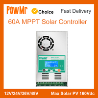 60A MPPT Solar Charge Controller LCD Backlight 12V 24V 36V 48V Lead Acid Lithium Battery Regulator Max 160V Solar Panel PV Input