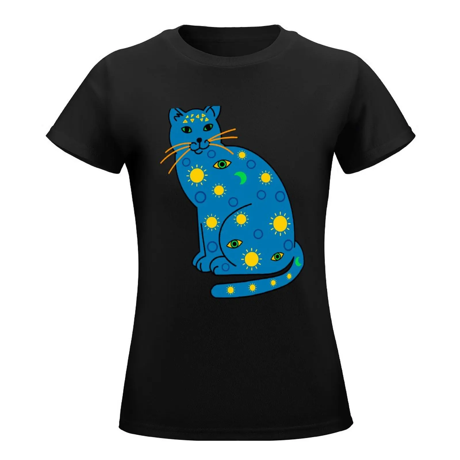 Lucky Blue Cat T-Shirt summer tops tees new edition t shirts for Women